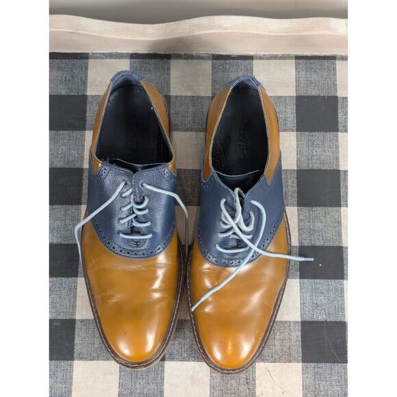 Cole Haan Casual Wing Tip Oxfords w/ Grip Bottom Tan/Blue Men's Size 10 1/2M - Picture 1 of 16